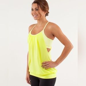 BNWOT Lululemon No Limits Tank in Clarity Yellow Polar Cream Stripe. Size 6.